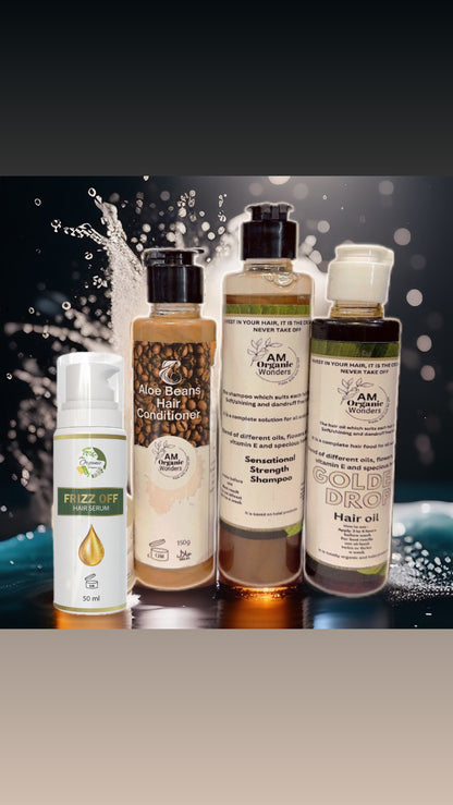 Deal 11 sensational shampoo + aloe bean hair conditioner + golden drop hair oil + frizz off hair serum