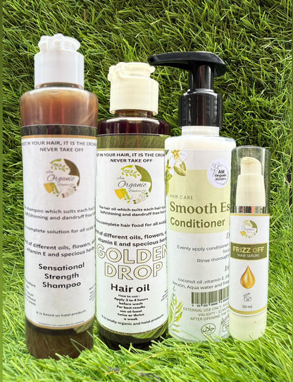 Deal 10 sensational strength shampoo+ smooth essence conditioner+golden drop hair oil + frizz off hair serum