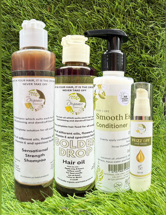 Deal 10 sensational strength shampoo+ smooth essence conditioner+golden drop hair oil + frizz off hair serum